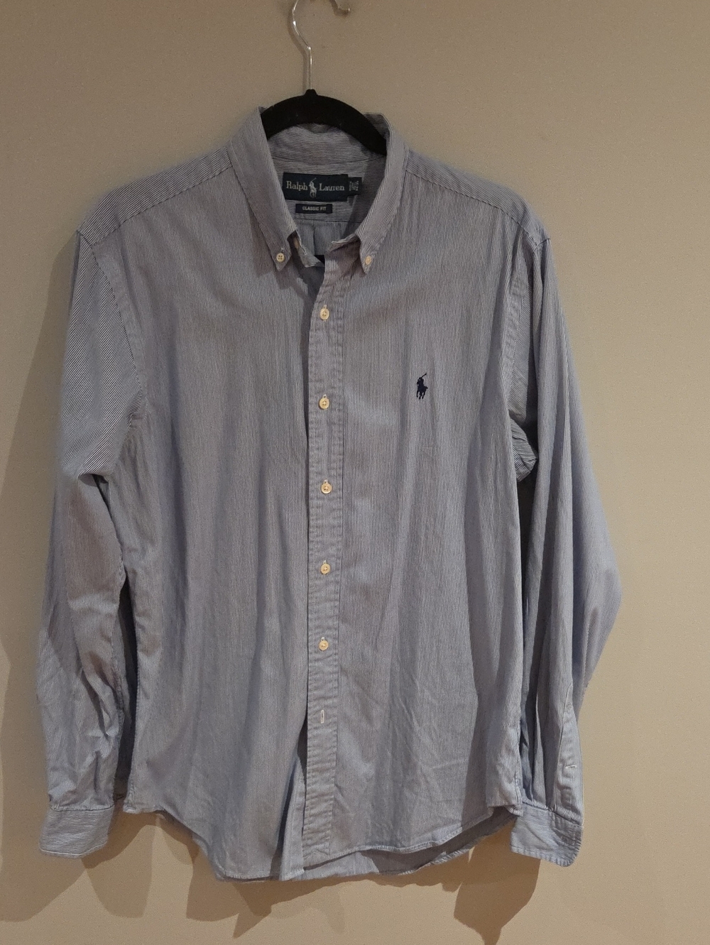Ralph Lauren Light Blue Striped Button-Down Shirt Size 15.5 Neck And 22.5" Ptp
